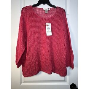 Pink Norton brand crochet cardigan in a women's size 1X